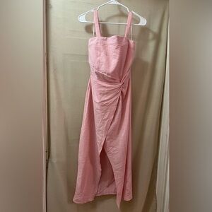 🔴 Miami Elegant Pink Sleeveless Dress with Open Front Slit Size Medium